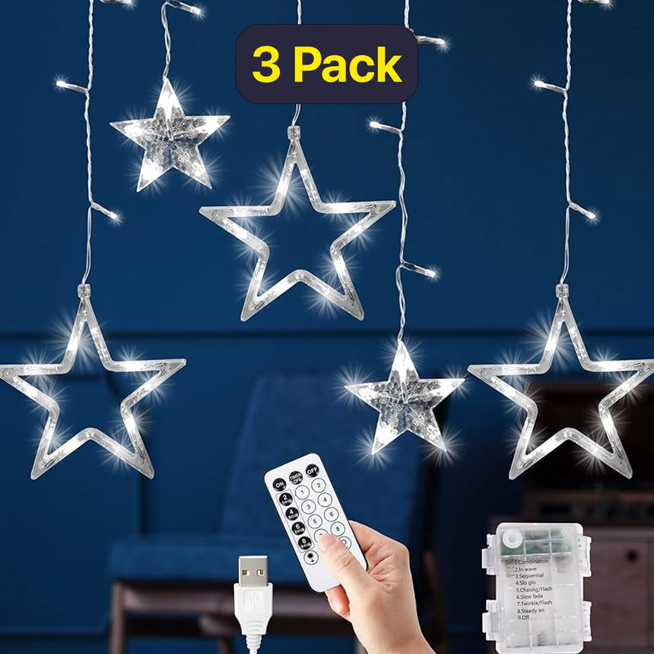 White 138 LED Star String Curtain — Magical Indoor & Outdoor Decor